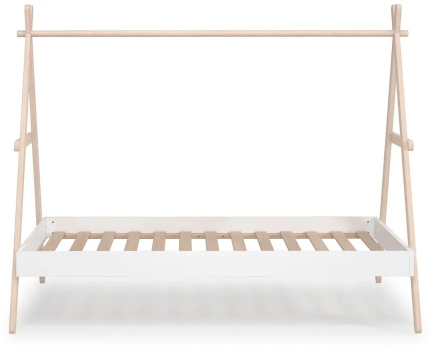 Biela/prírodná domčeková detská posteľ z borovicového dreva 90x200 cm Trufa – Marckeric