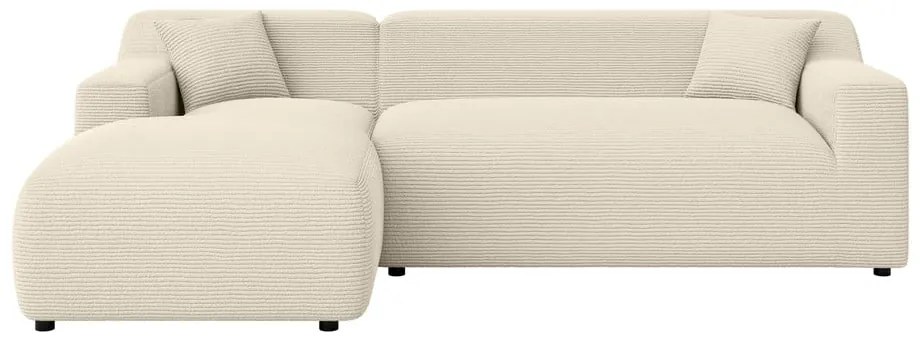 Béžovo-krémová menčestrová rohová pohovka (ľavý roh/s leňoškou) Martin – Ropez