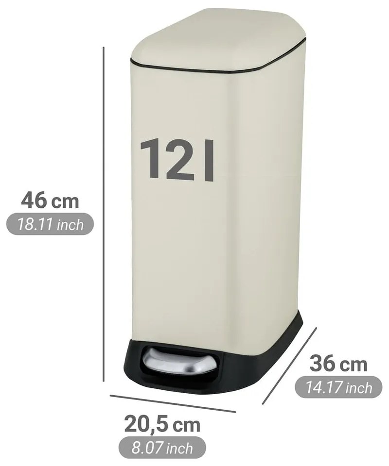Krémový pedálový oceľový odpadkový kôš 12 l Design – Wenko