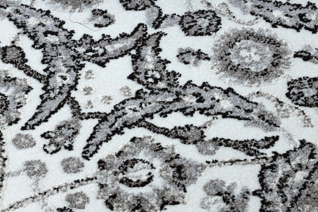 Behúň MATEO 8037/644Kvety, s rámom, sivý