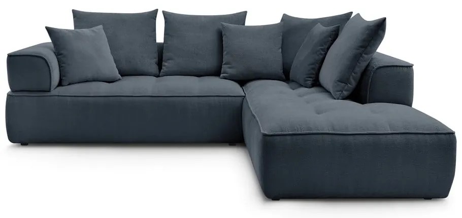 Tmavomodrá ženilková rohová pohovka (pravý roh/do L) Whesley – Bobochic Paris