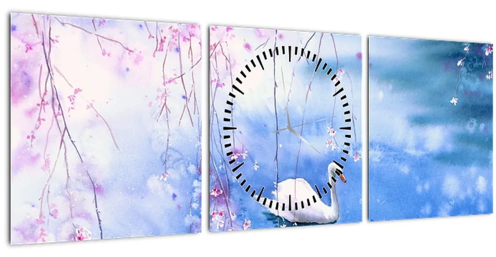 Obraz - Magické jazero (s hodinami) (90x30 cm)