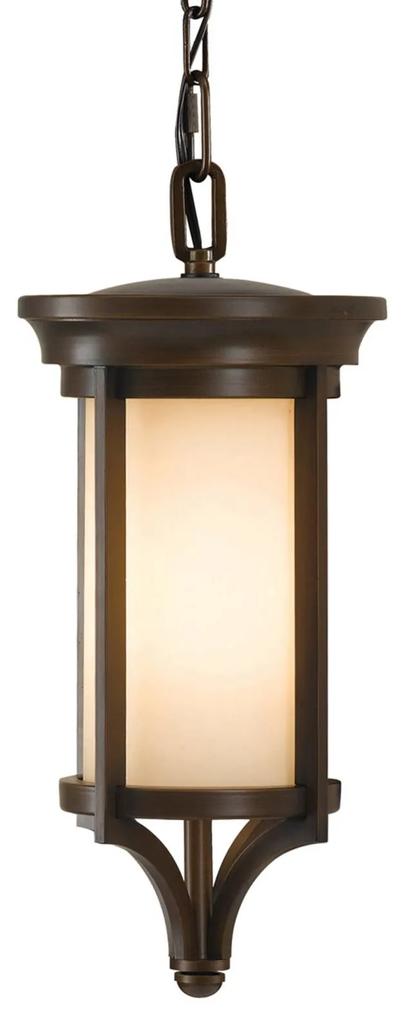 Závesná lampa Merrill do exteriéru v bronzovej