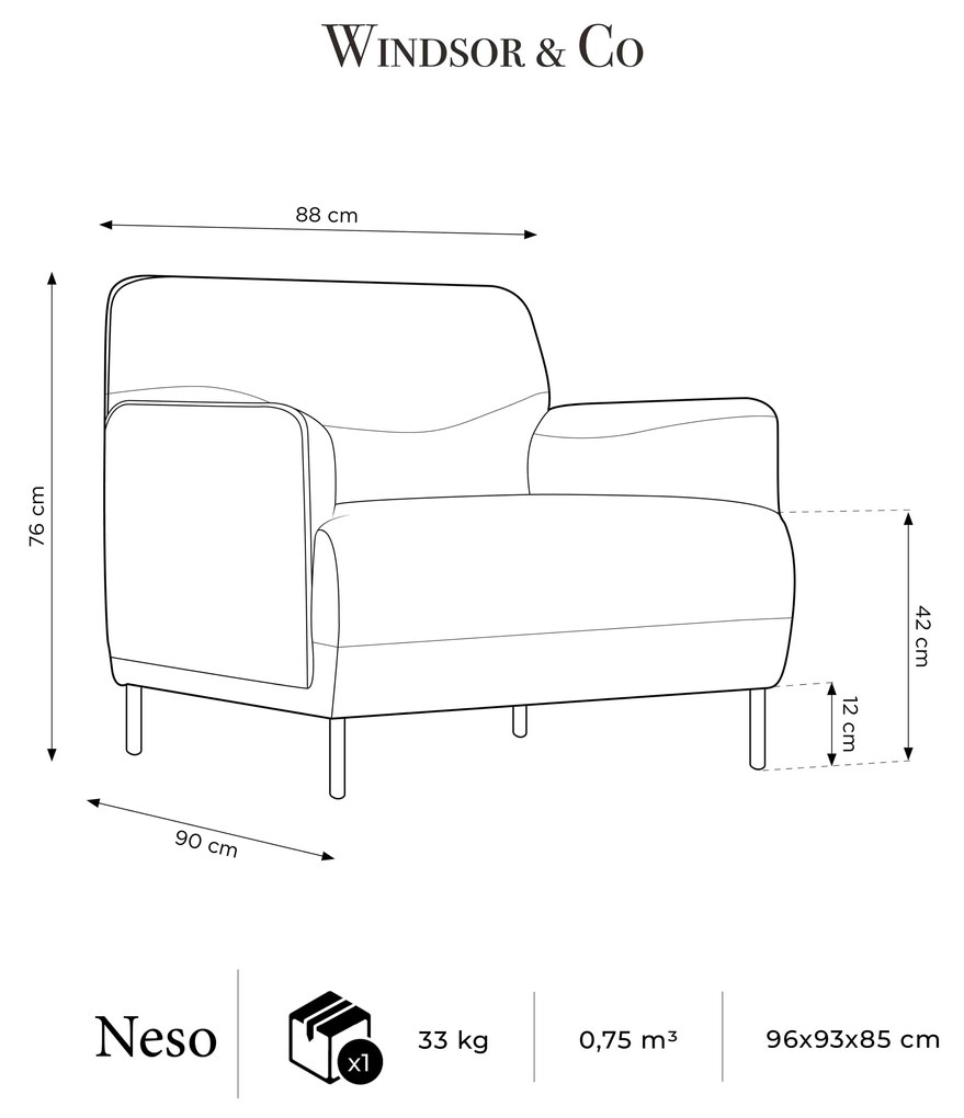Kreslo Neso 88 × 90 × 76 cm