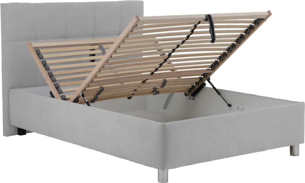 Posteľ Glory 140x200 cm, svetlo šedá látka, s matracom