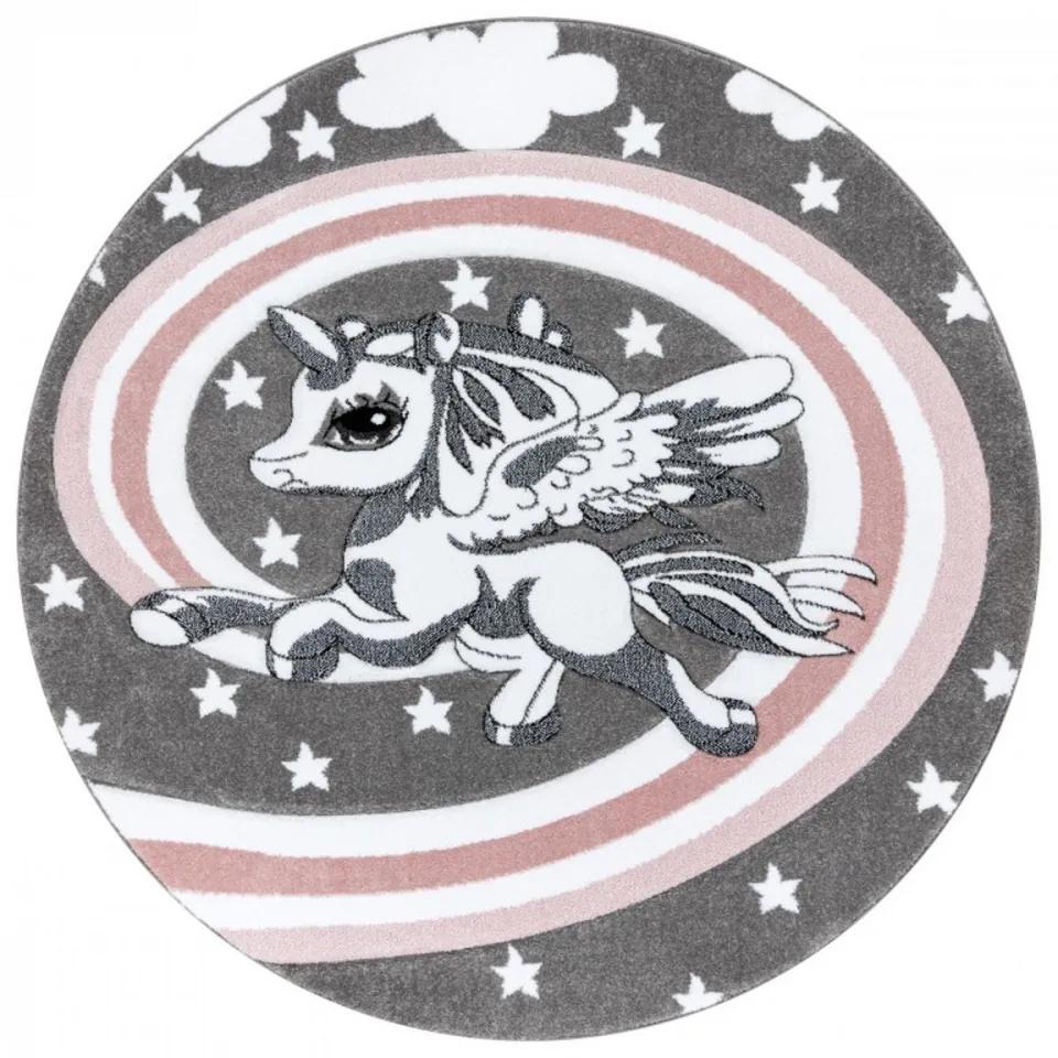Detský kusový koberec Pony sivý kruh, Velikosti 140cm