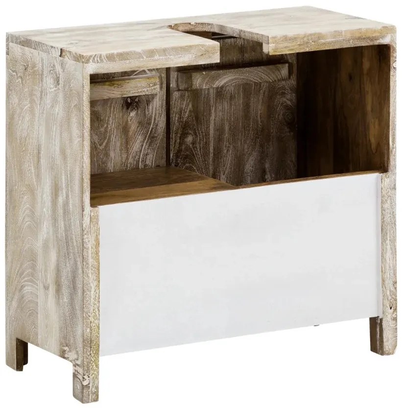 furniture-nabytek.cz - Masivní dřezová spodní skříňka Bitna z mangového dřeva, lakovaná, přírodní barva