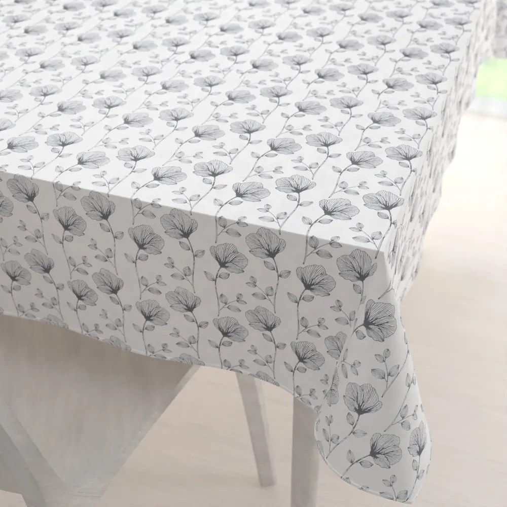Biante Bavlnený obdĺžnikový obrus Sandra SA-264 Tmavo sivé poľné kvety 60x100 cm