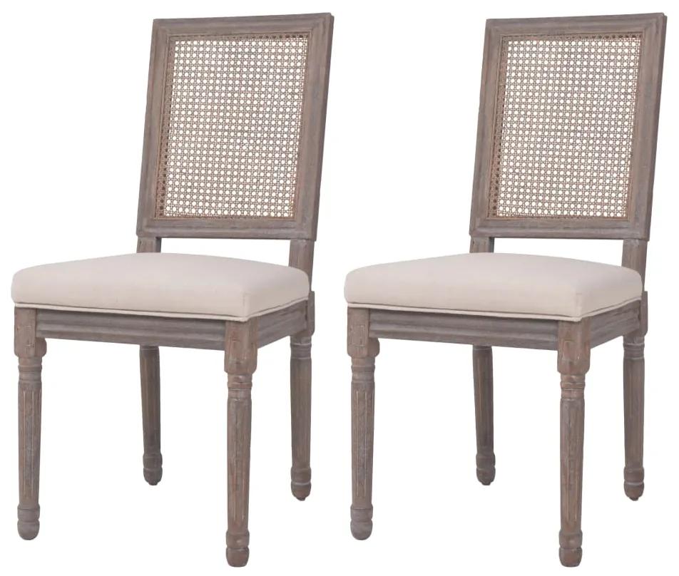 vidaXL Jedálenské stoličky 2 ks, krémovo biele, látka