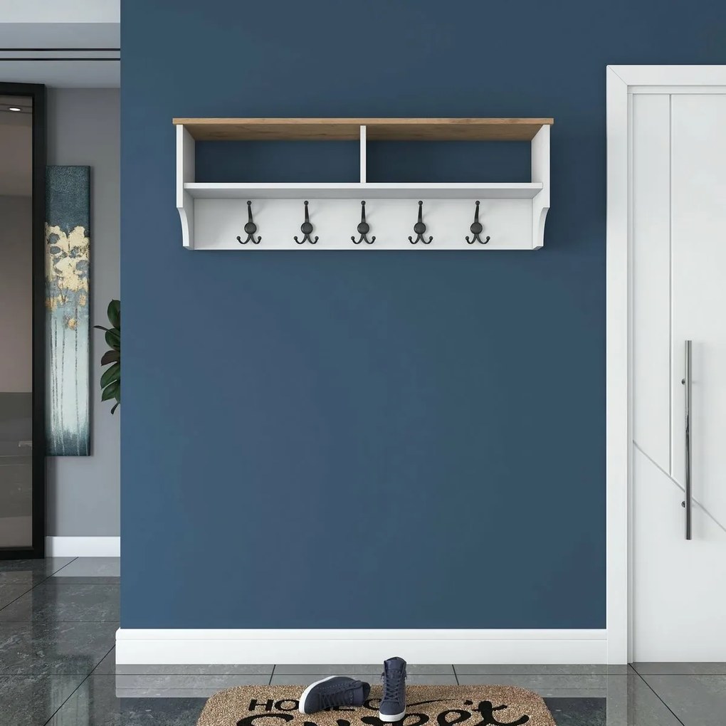 Nástenný vešiak Polo White and Walnut