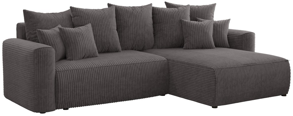 Rohová sedačka Baria (P) (sivočierna). Akcia -20%. Vlastná spoľahlivá doprava až k Vám domov. 1133096