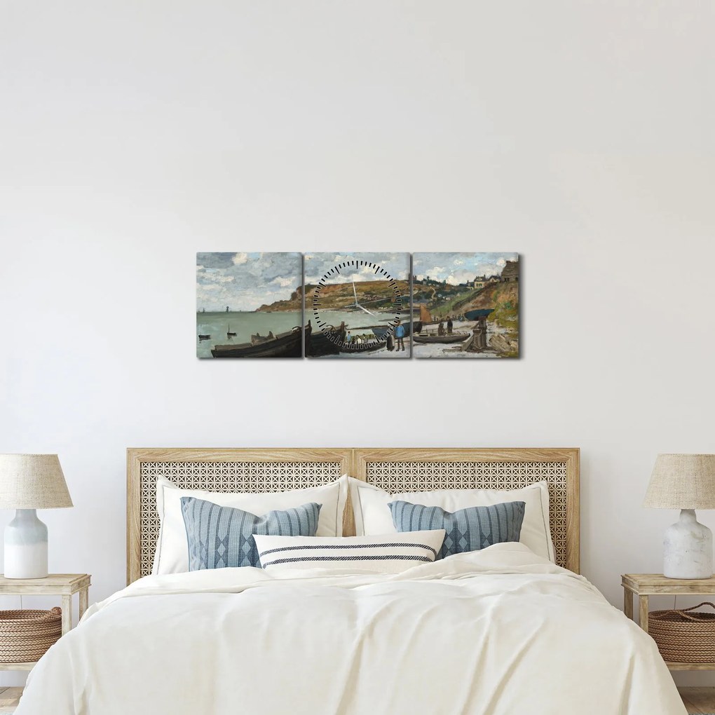 Obraz - Claude Monet, Sainte Adresse, reprodukcia (s hodinami) (90x30 cm)