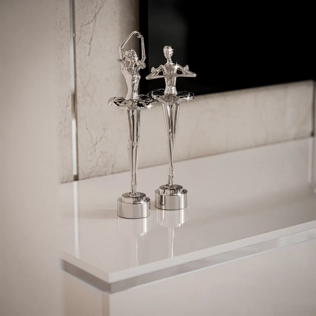 TV STOLÍK NESSIE 3 BIELY LESK + STRIEBORNÝ 180 cm