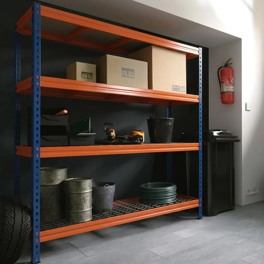 Pracovný stôl DTD/oceľový rošt, BULLRACK RIVET PRO, 480 kg
