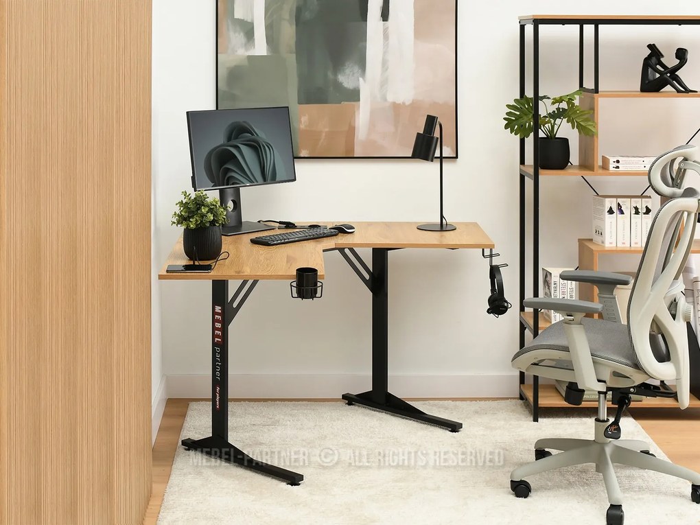 PC stolík Matts C (dub + čierna). Akcia -22%. Vlastná spoľahlivá doprava až k Vám domov. 1109795