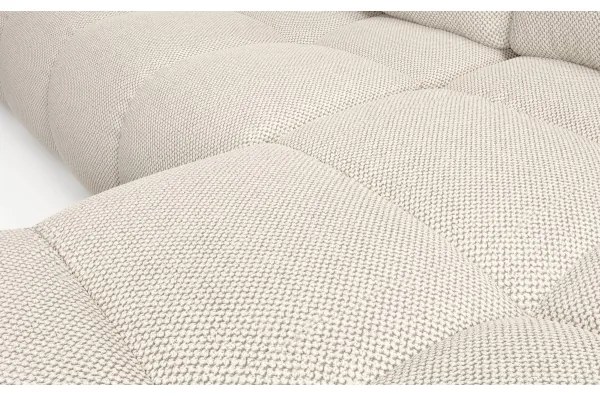 Rozkladacia rohová čalúnená sedacia súprava s úložným priestorom do tvaru L ALMADA pravé prevedenie svetlobéžová