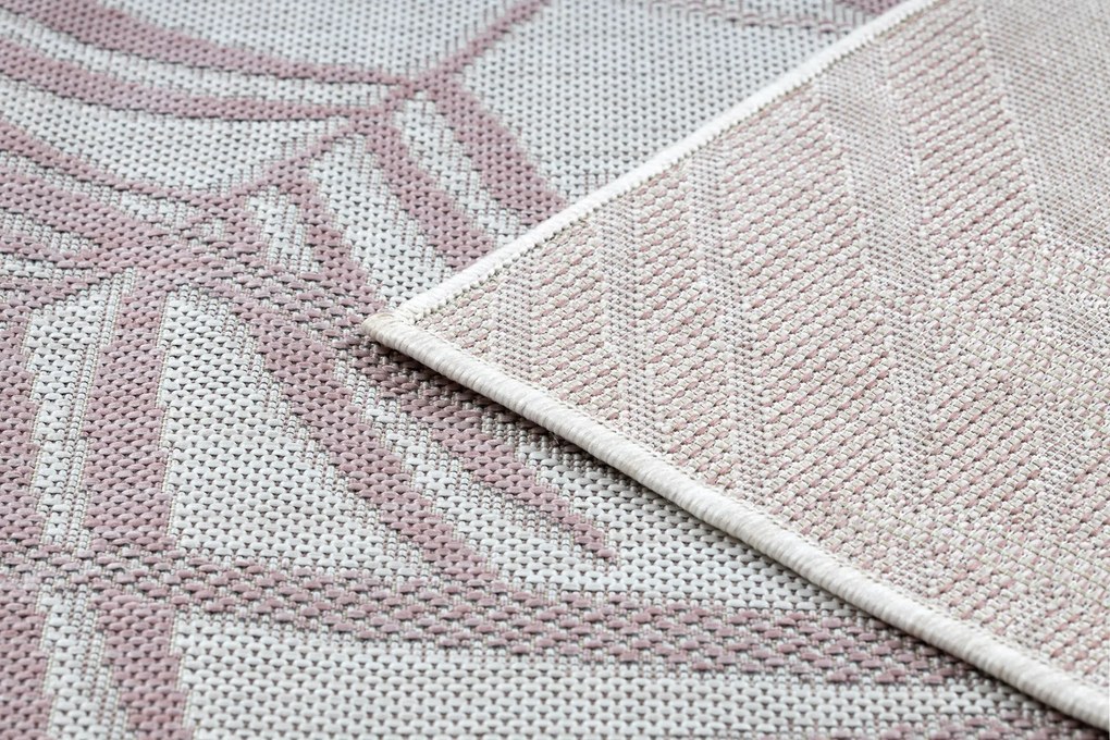 Koberec SISAL SION palmové listy, tropický 2837 ecru / ružový