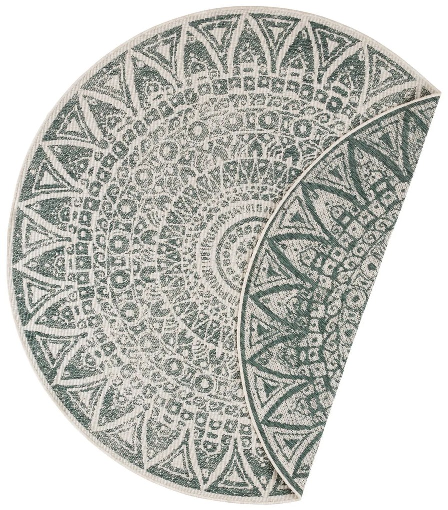 Kusový koberec Mojkoberec Original Nora 104163 Green Creme kruh – na von aj na doma, 200x200 (priemer) kruh, zelená, chodba / predsieň, Mujkoberec Original