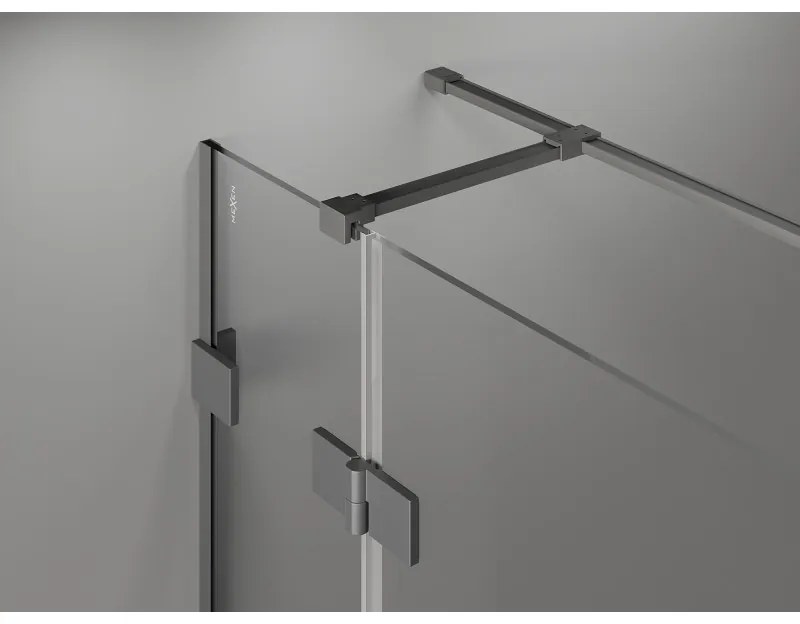Mexen Lunar T, výklopný ľavý sprchový kút 140 x 120 cm, 8mm číre sklo, grafitový profil, 834T-140-120-95-00-L