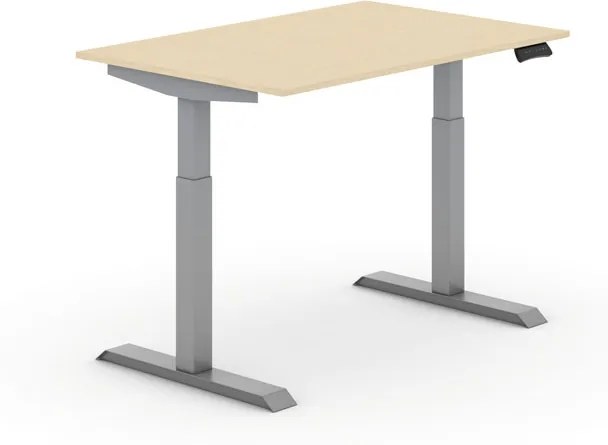 Výškovo nastaviteľný stôl PRIMO ADAPT, elektrický, 1200x800x735-1235 mm, breza, sivá podnož