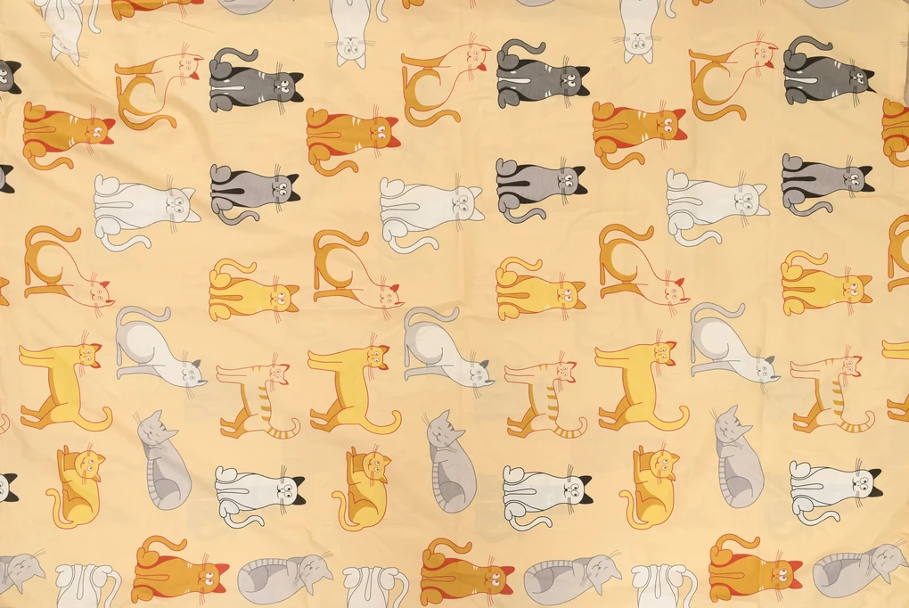 Bavlnené obliečky CHROMA CATS krémové Rozmer obliečky: 2 ks 70 x 90 cm | 200 x 220 cm