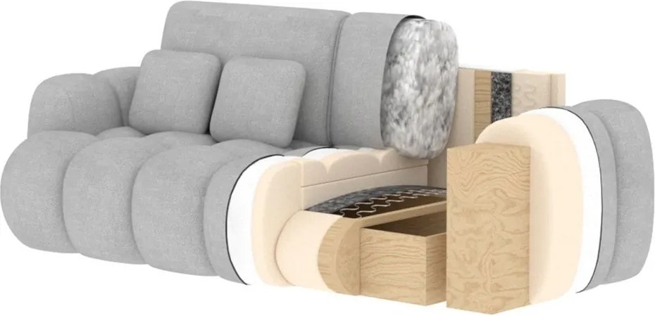 Béžová rozkladacia pohovka z textílie buklé 256 cm Cotonn – ELTAP