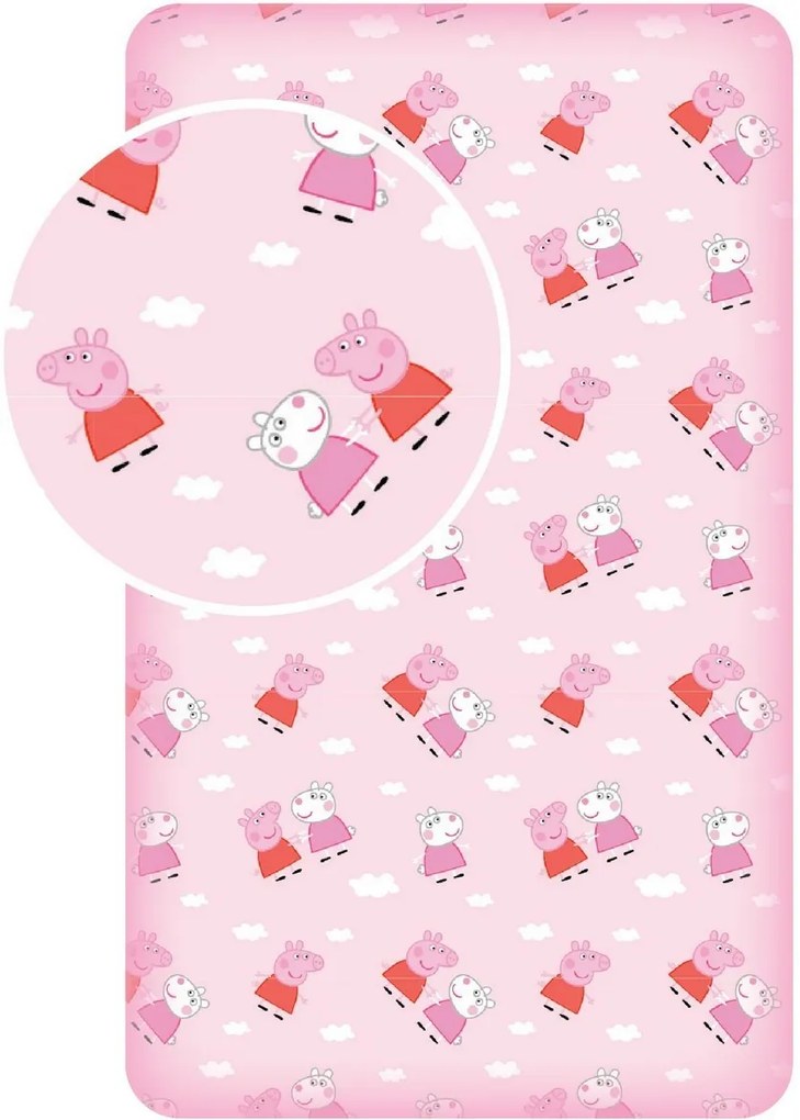 Jerry Fabrics Detské bavlnené prestieradlo Peppa Pig 013, 90 x 200 cm