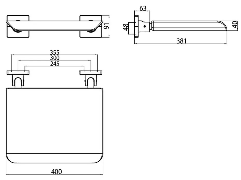 Emco Emco System 2 - Sklopné sedadlo do kúpeľne, čierna 355121202