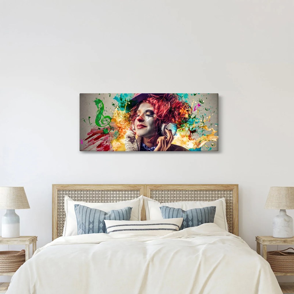Obraz - Umelkyňa so slúchadlami (120x50 cm)