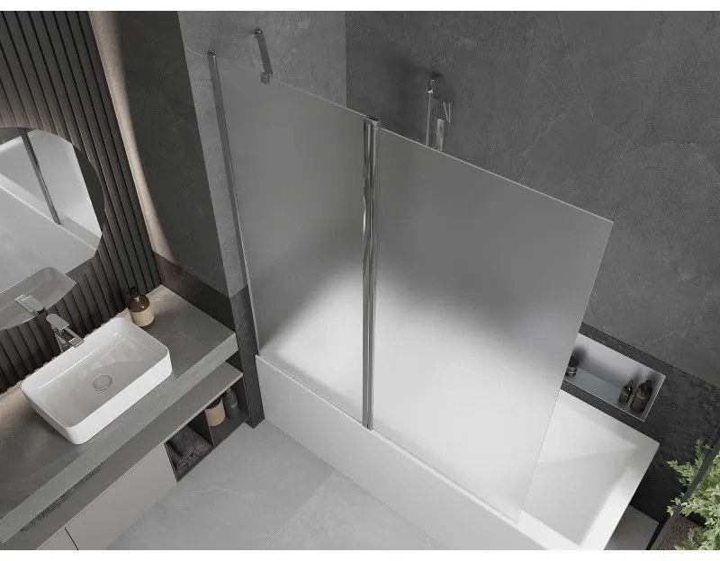 Mexen Flip, vaňová zástena 1-krídlová 140 x 150 cm, otočné krídlo, 6 mm námraza sklo, chrómový profil, 894-140-101-01-30