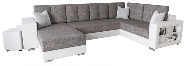 Priestranná elegantná sedačka z ekokože KAMONA - sivá / biela