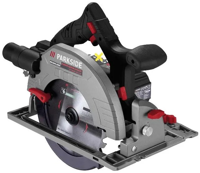 Parkside® Aku ručná kotúčová píla + Dvojitá nabíjačka na akumulátor + Rýchlonabíjačka akumulátora 20 V/4,5 A + Akumulátor 20 V/4Ah (800011509)