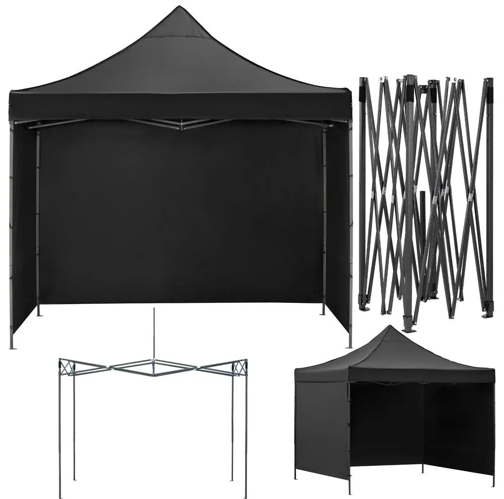 Nožnicový stan 3×3 m – záhradný pavilón pre veľtrhy, expresné akcie a catering, čierny Springos GP0004