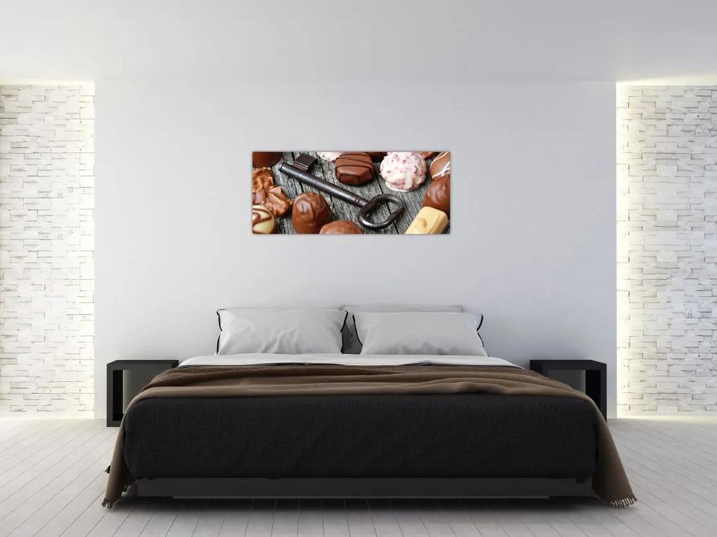 Obraz čokolády a kľúče (120x50 cm)