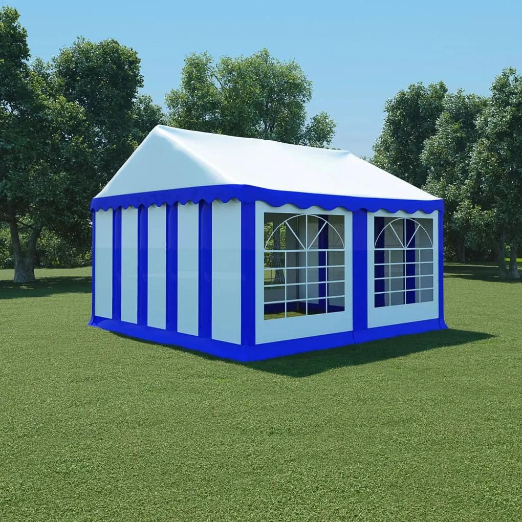vidaXL Záhradný stan z PVC, 4x4 m, modro-biely