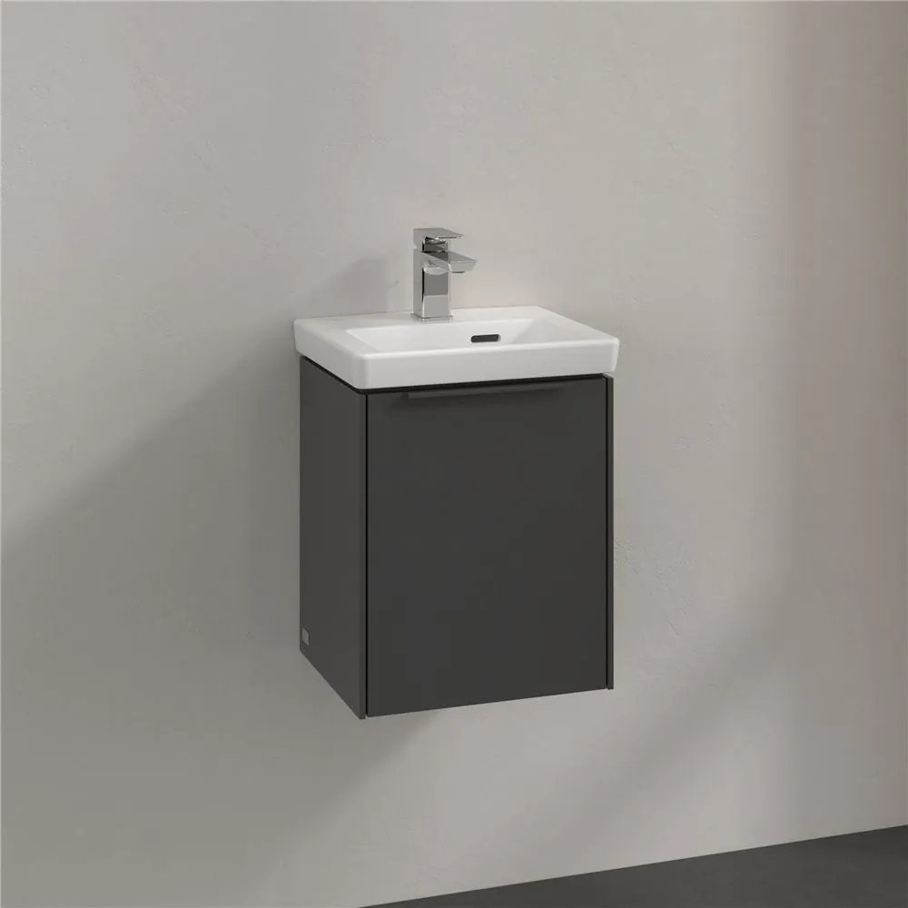 VILLEROY &amp; BOCH Subway 3.0 závesná skrinka pod umývadielko, 1 dvierka, pánty vľavo, 351 x 309 x 429 mm, Graphite, C58302VR