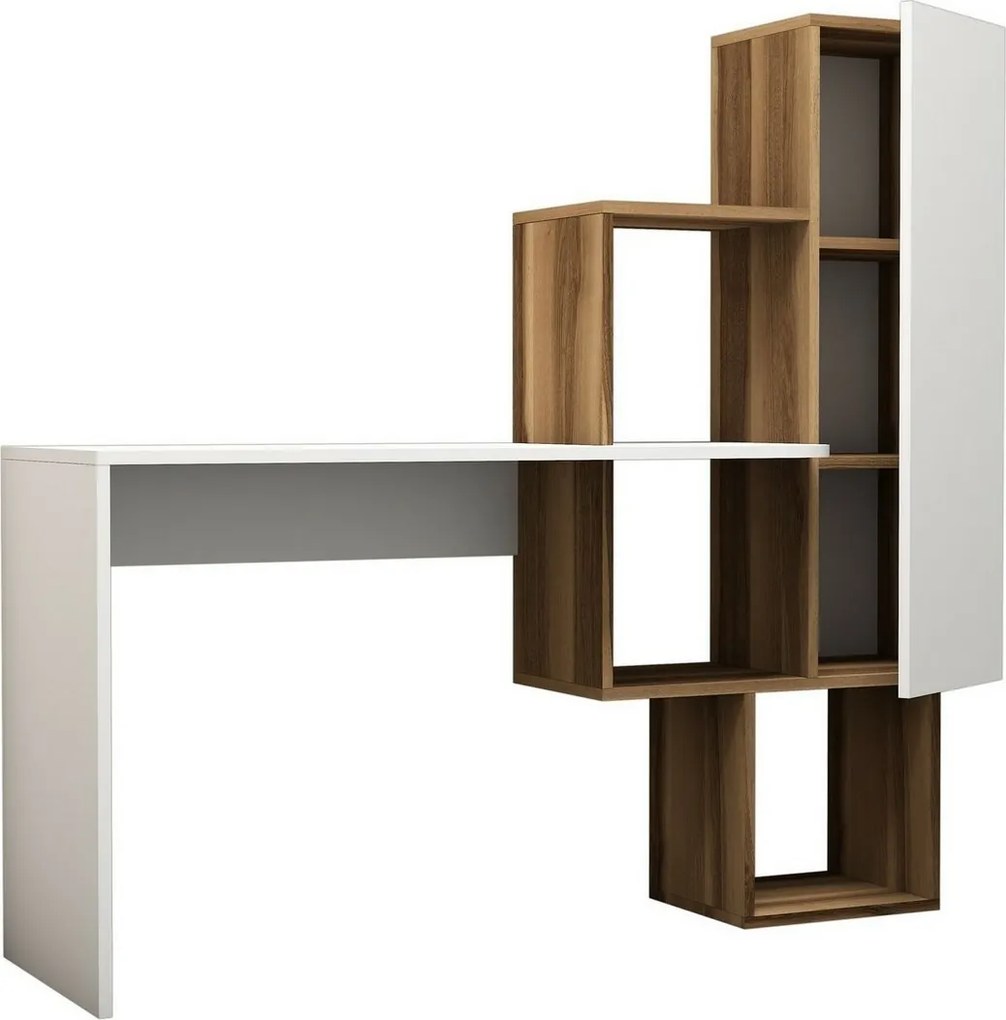 Pracovný stôl Acelya Walnut and Whitefarby