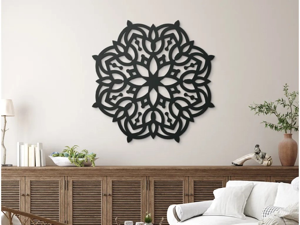 drevko Mandala na stenu Rast Rozmer obrazu: 44,5 x 44,5 cm, Farba dekorácie: Čierna