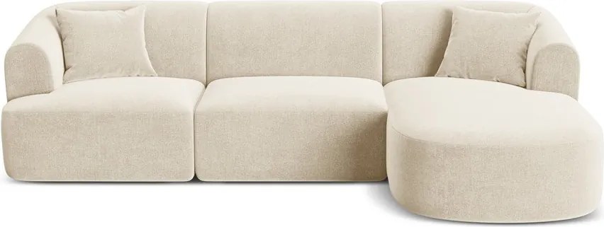 Béžová zamatová rohová pohovka (pravý roh/s leňoškou) Campi – Cosmopolitan Design