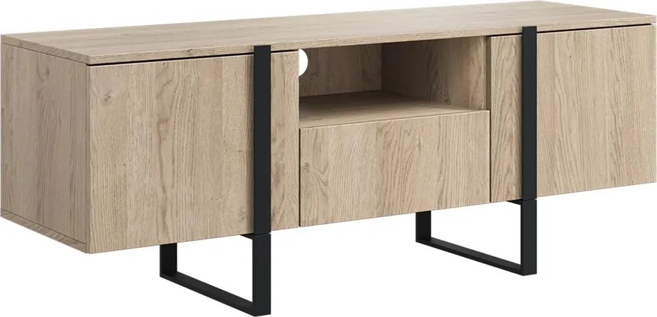 TV stolík Verica s otvorenou policou 150 cm - dub piškótový / čierne nožičky