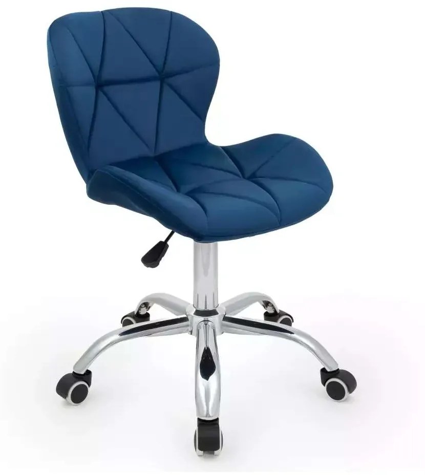 LuxuryForm DESIGN Stolička LIVIO VELUR na striebornej podstave s kolieskami - modrá