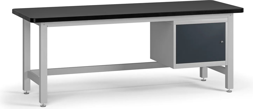 Pracovný stôl do dielne G4 so závesnou skrinkou na náradie, MDF + PVC doska, 2100 x 750 x 800 mm, grafit