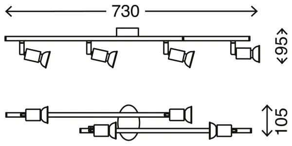 Briloner 2767-042 - LED Bodové svietidlo SIMPLE 4xGU10/3W/230V