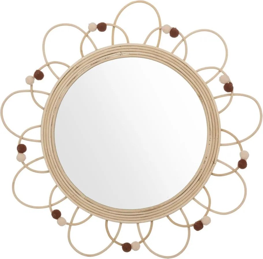 Atmosphera - Detské nástenné zrkadlo CAMPAIN pr. 38 cm ratan