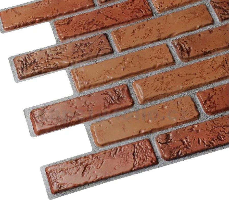 Obkladové panely 3D PVC TP10010442, cena za kus, rozmer 971 x 498 mm, tehla originál, GRACE