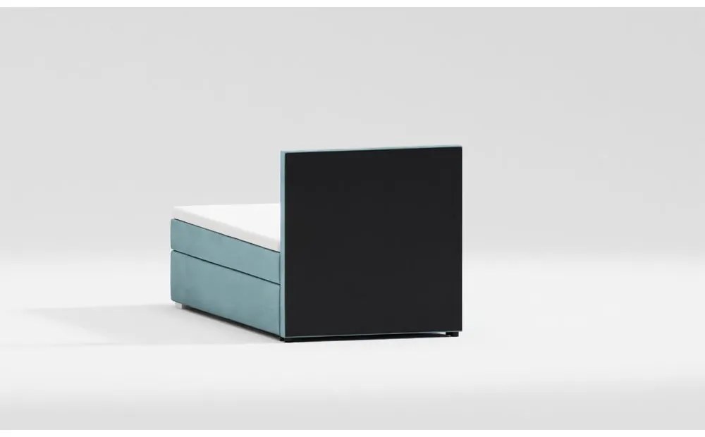 Svetlomodrá čalúnená jednolôžková posteľ s úložným priestorom s roštom 100x200 cm Bunny – Ropez