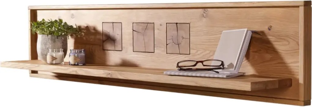 Dubová závesná polica na stenu, 130x22x30 cm