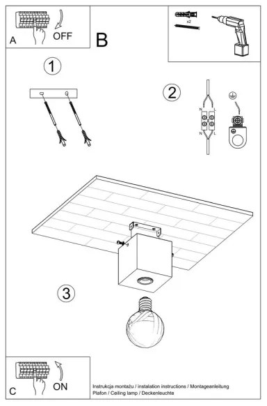 Stropné svietidlo ABEL 1xE27/15W/230V betón