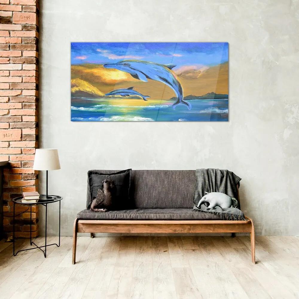 Skleneny obraz Abstrakcie dolphins nebo