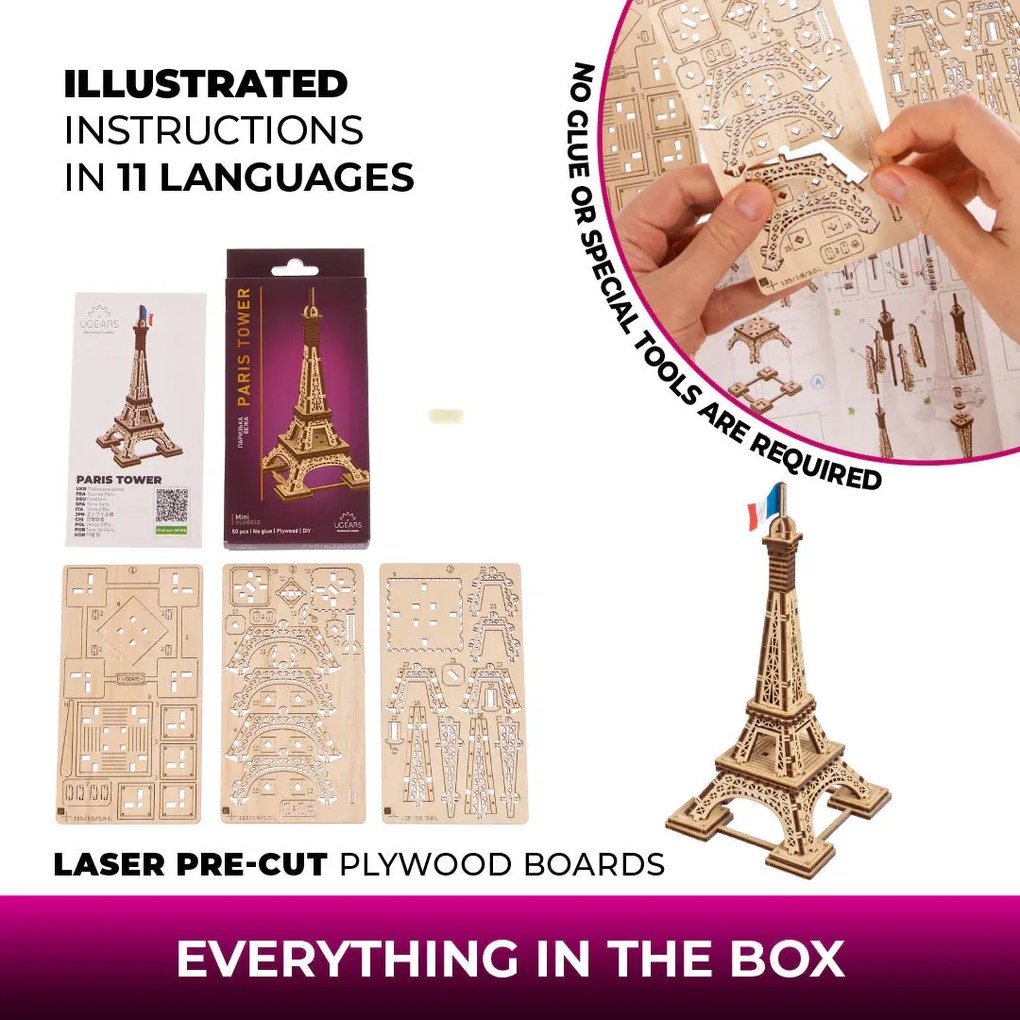 Ugears 3D mechanické puzzle Parížska veža 50 ks